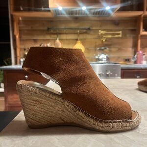 Maypol Brown Wedge Sandals with Open Toe and Ankle Boot Design